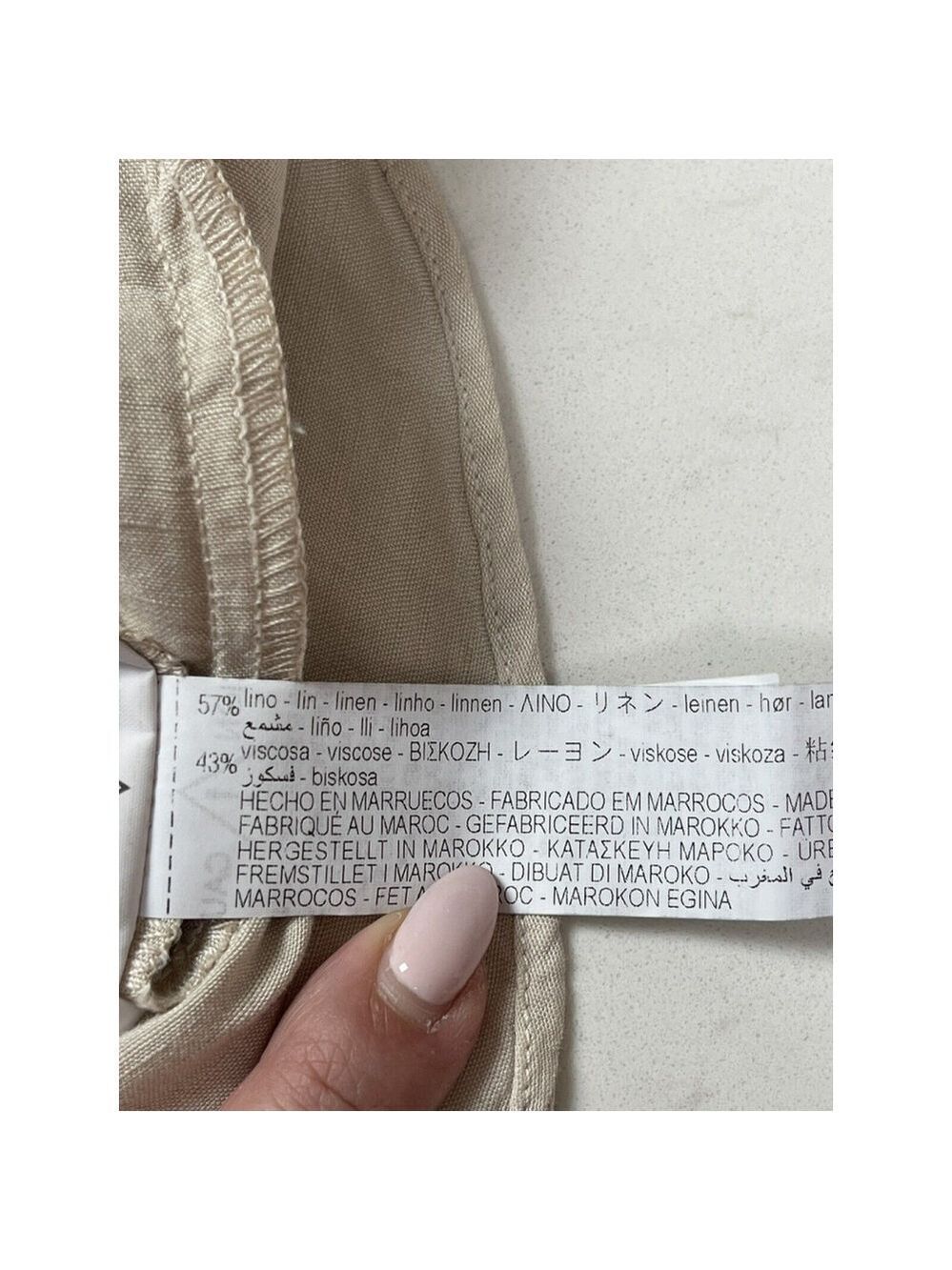 Zara women linen blend shirt tunic button down Beige Natural M and L - Picture 9 of 12